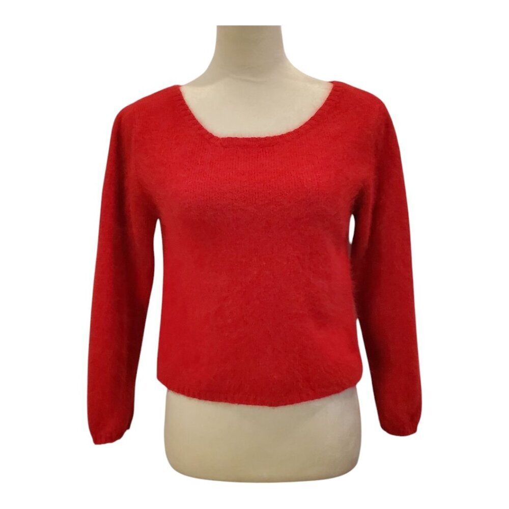 Vintage CROQUET CLUB SZ M Angora blend Soft Cropped Adorable Knit Sweater in Red